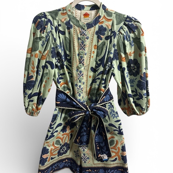 FARM Rio Floral Blue and Green Jumpsuit - Picture 3 of 6